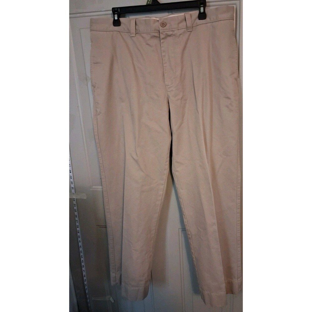 L.L.Bean Men's Khaki Chino Pants Size 38x30 100% Cotton Flat Front Casual...